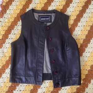 Saguaro West dark brown Leather Button Vest